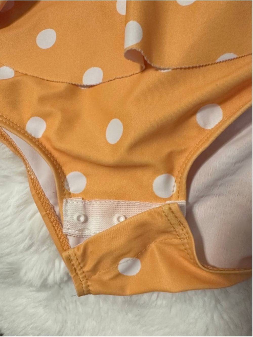 Baby Unbranded One Piece Swimsuit Gold White Polka Dot 6-12 Months - Picture 2 of 5